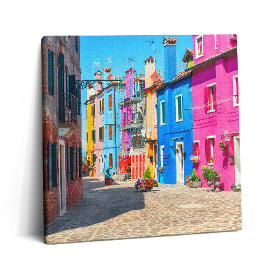 Vászonkép 60x60 Burano szigetének színes városrésze