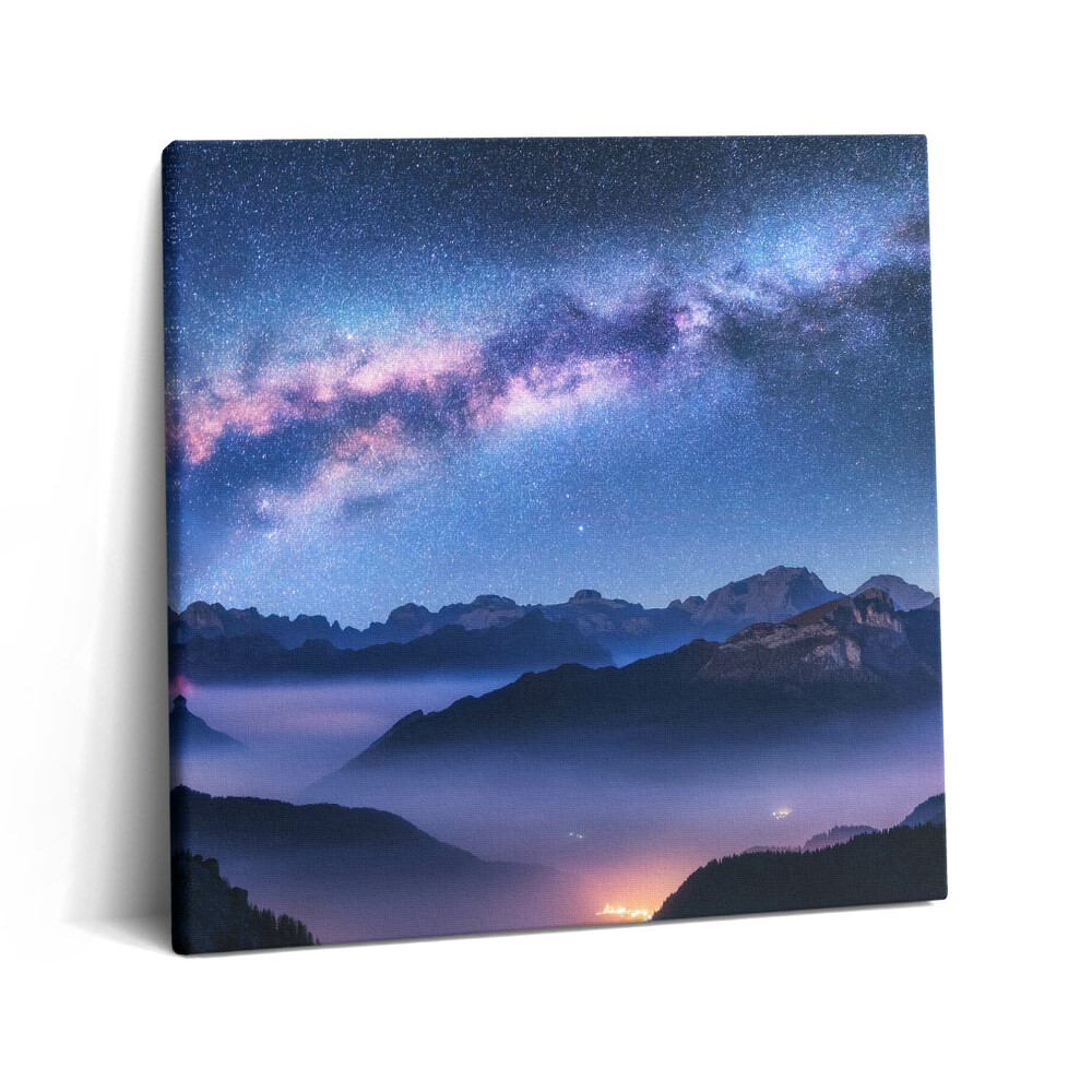 Vászonkép 60x60 Csillagos égbolt a hegyek felett