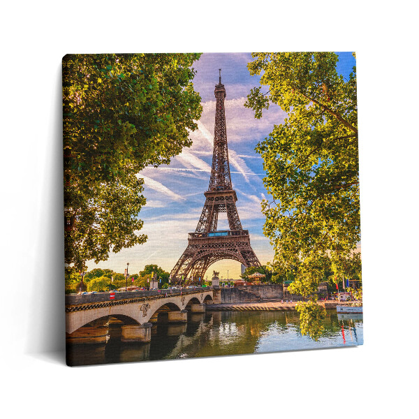 Vászonkép 60x60 Eiffel-torony a fák között