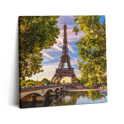 Vászonkép 60x60 Eiffel-torony a fák között