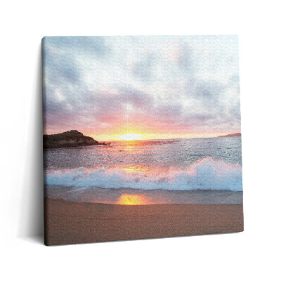 Vászonkép 60x60 Tengeri strand és naplemente