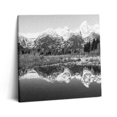 Vászonkép 60x60 Fekete-fehér hegyi táj