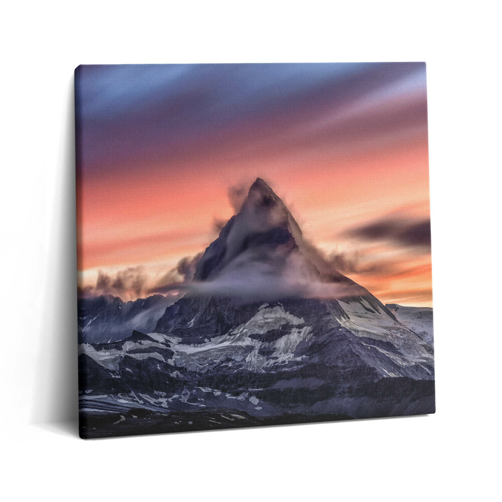 Vászonkép 60x60 Magányos hegy naplementében