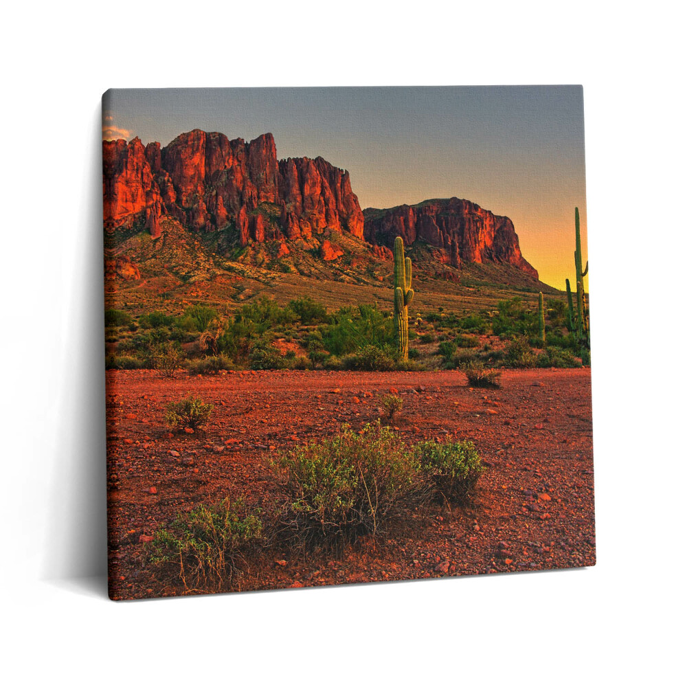 Vászonkép 60x60 Naplemente egy heggyel Phoenixben Arizonában