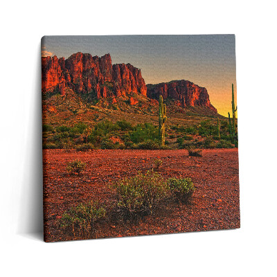Vászonkép 60x60 Naplemente egy heggyel Phoenixben Arizonában