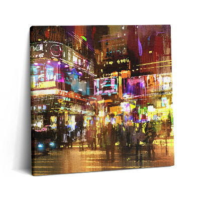 Vászonkép 60x60 Illusztráció egy éjszakai városról - modern utcák