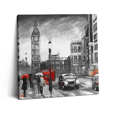 Vászonkép 60x60 Nézet egy londoni utcára és a Big Benre