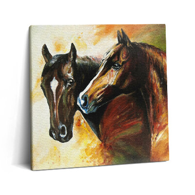 Vászonkép 60x60 Két ló akvarellel festve