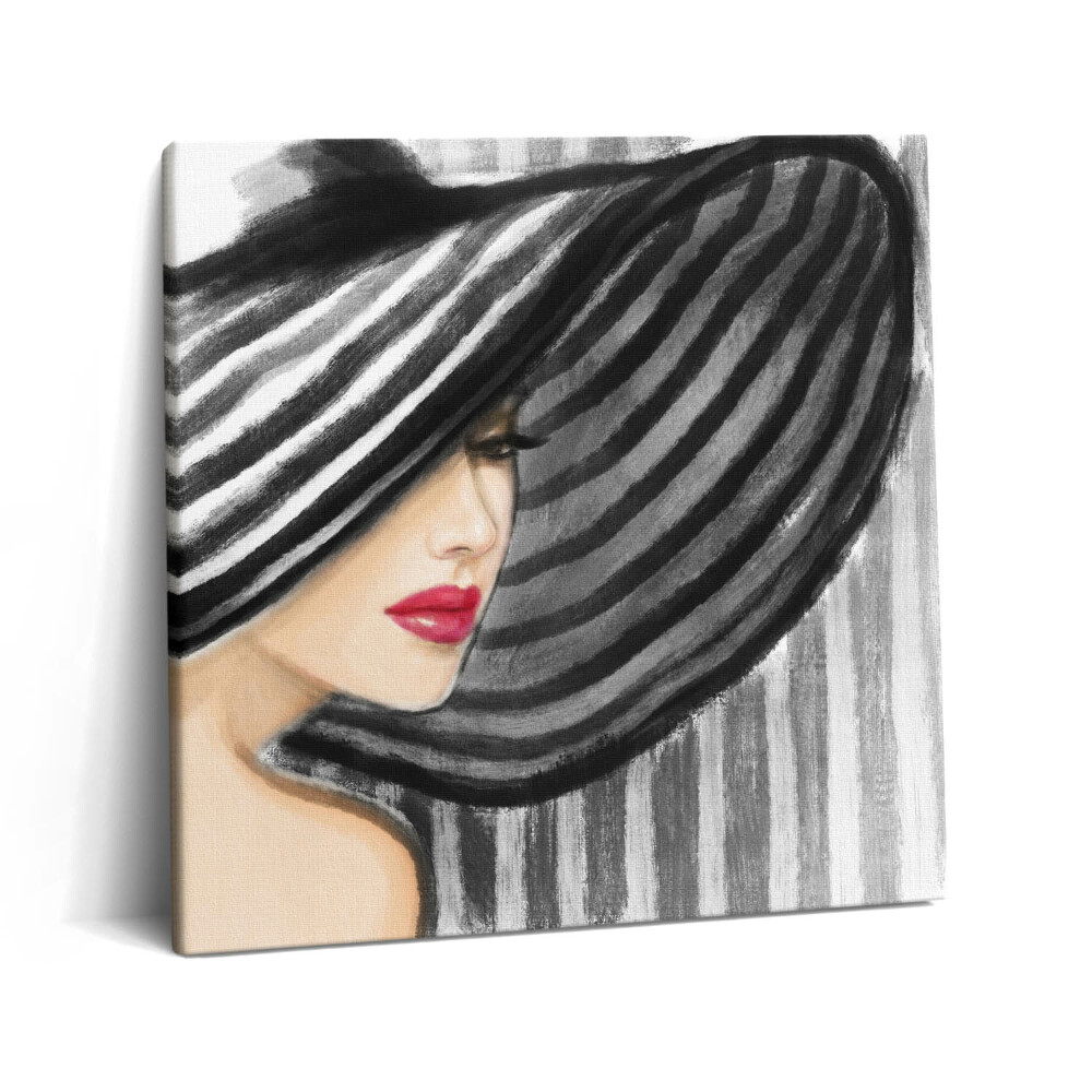 Vászonkép 60x60 Nő kalapban