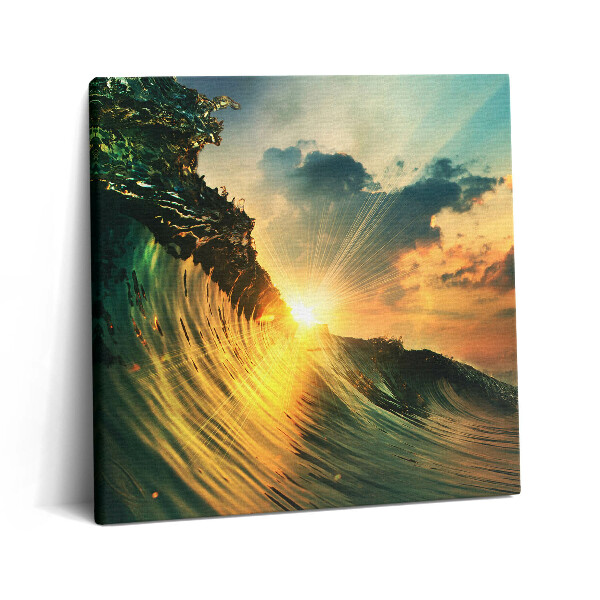 Vászonkép 60x60 Tengeri hullám és naplemente