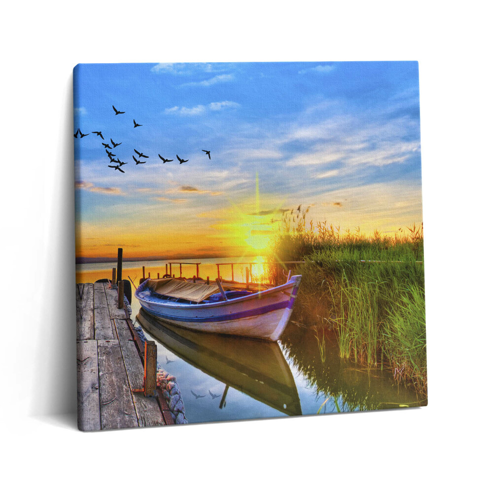 Vászonkép 60x60 Tóra néző kilátás és naplemente