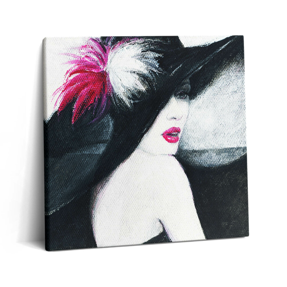 Vászonkép 60x60 Egy kalapos nő portréja