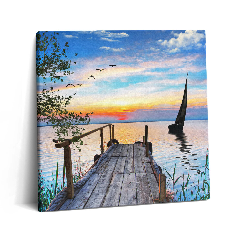 Vászonkép 60x60 Vitorlás hajó a tavon