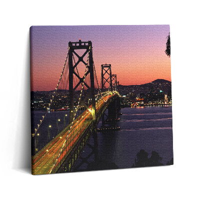 Vászonkép 60x60 San Francisco híd és naplemente