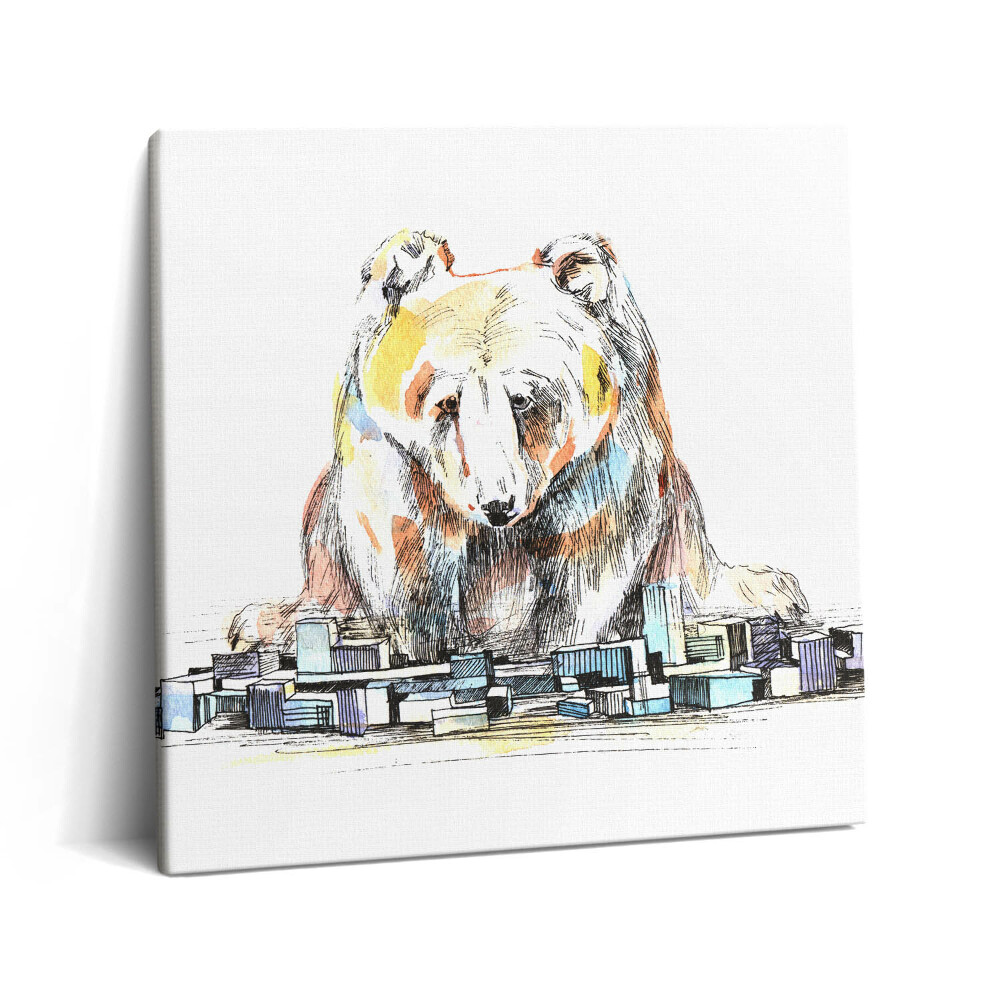 Vászonkép 60x60 Medve és absztrakt város