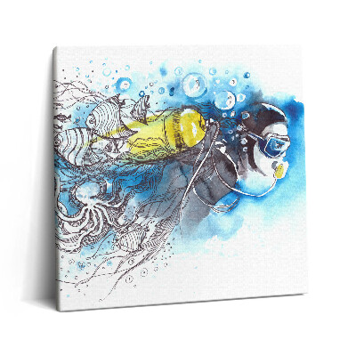 Vászonkép 60x60 Víz alatti élet egy búvár halak között