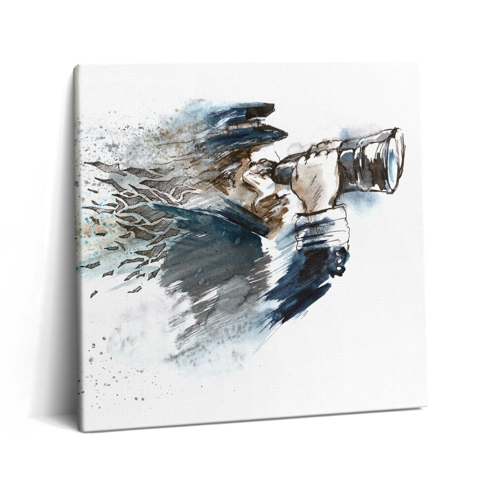 Vászonkép 60x60 Hajókapitány távcsővel