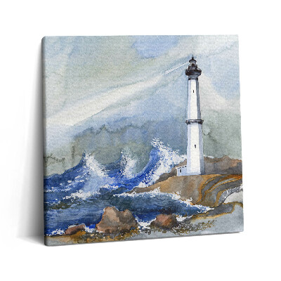 Vászonkép 60x60 Nagyméretű akvarell és világítótorony