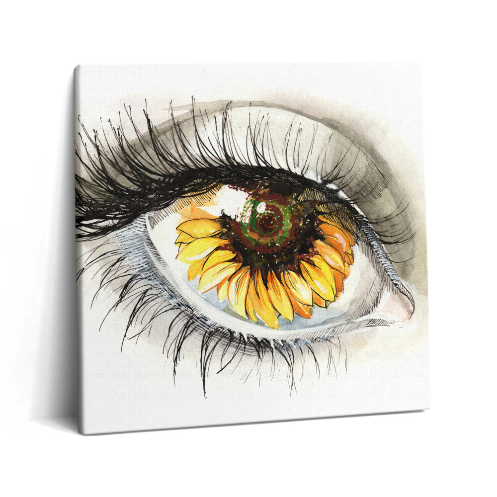 Vászonkép 60x60 Egy napraforgó tükörképe a szemében