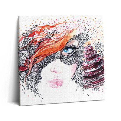 Vászonkép 60x60 Absztrakt édes nő süteménnyel