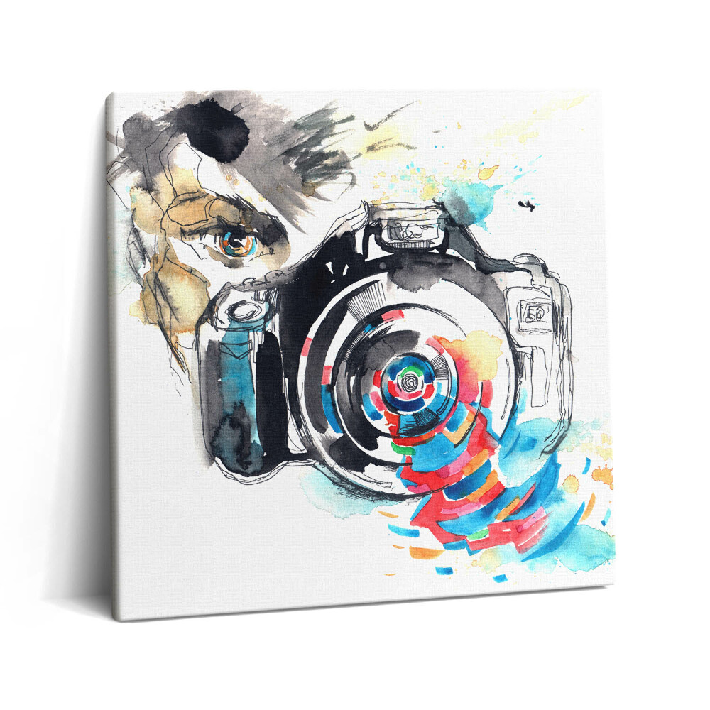 Vászonkép 60x60 Női fotós fényképezőgéppel