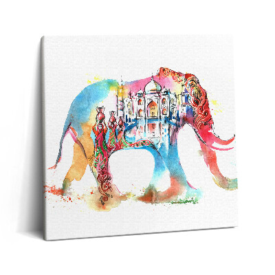 Vászonkép 60x60 Indiai kultúra - elefántok absztrakciója