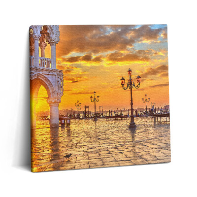 Vászonkép 60x60 Velencei tér naplementében