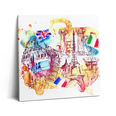 Vászonkép 60x60 A világ vonzó turisztikai országai