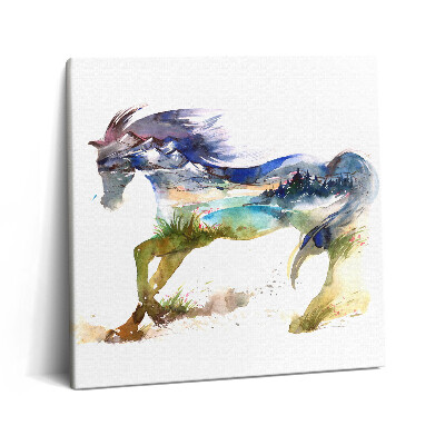 Vászonkép 60x60 Ló és festett tájkép