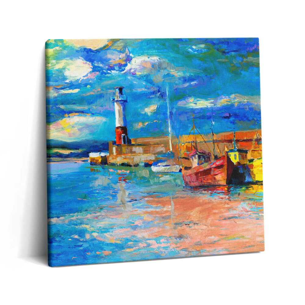 Vászonkép 60x60 Világítótorony és hajók