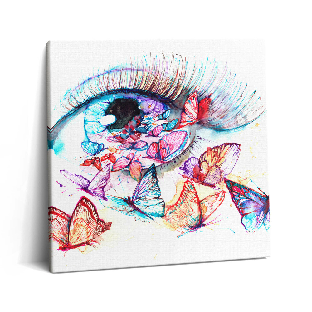 Vászonkép 60x60 Színes festett szemek és pillangók