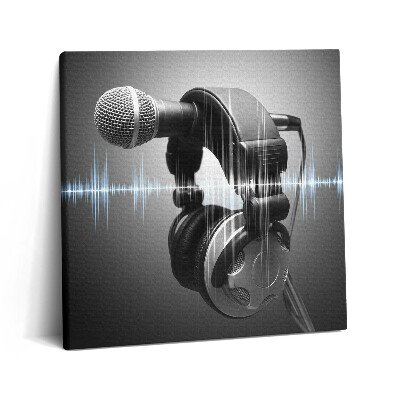 Vászonkép 60x60 Mikrofon és fejhallgató