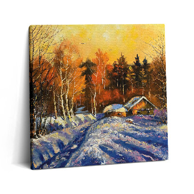 Vászonkép 60x60 Este egy téli faluban