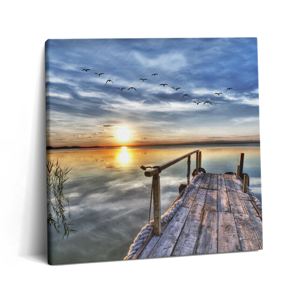 Vászonkép 60x60 Naplemente a tó felett