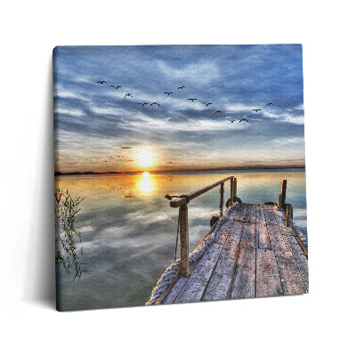 Vászonkép 60x60 Naplemente a tó felett