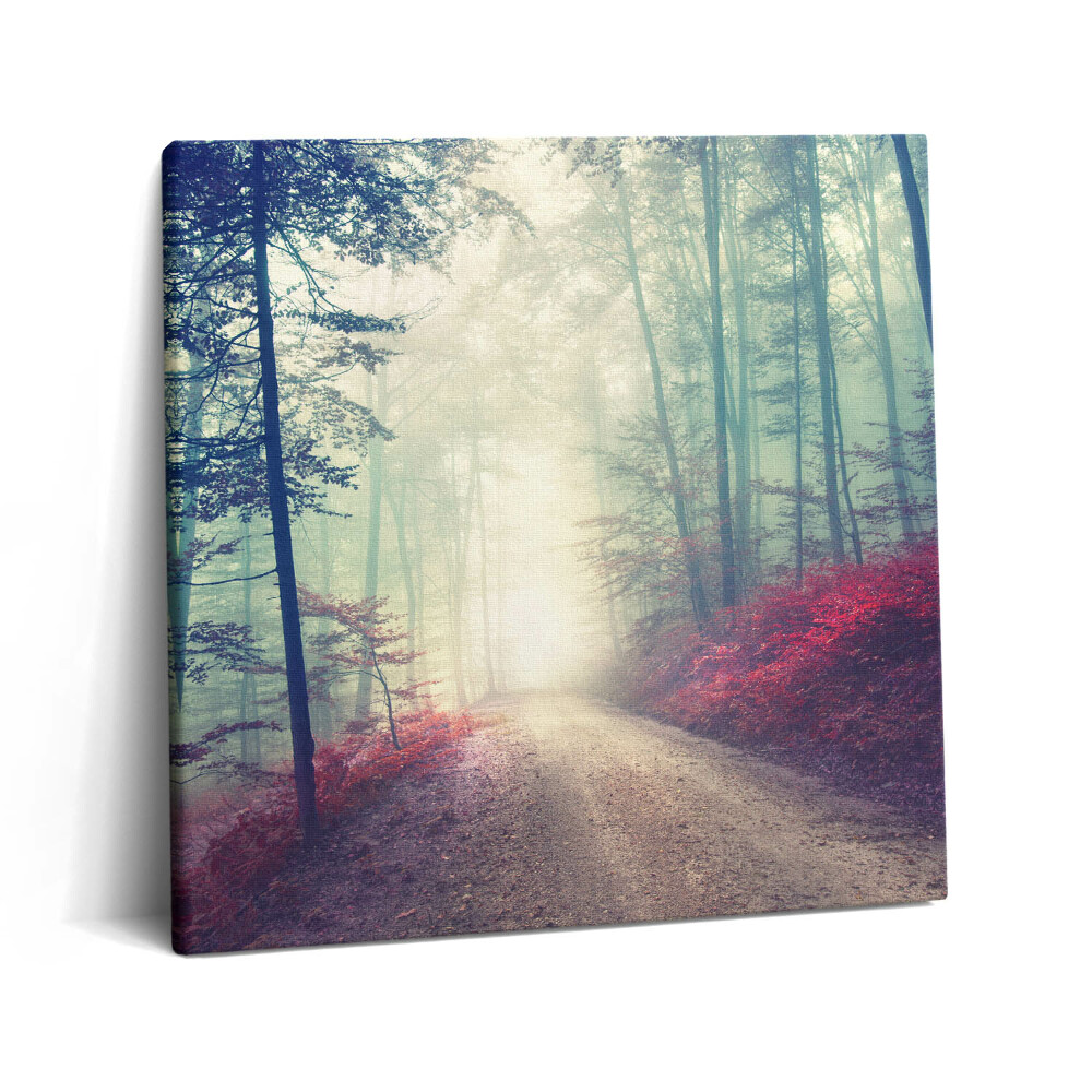 Vászonkép 60x60 Út ködös őszi erdőben