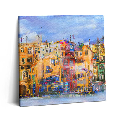 Vászonkép 60x60 Városi építészetet ábrázoló olajfestmény