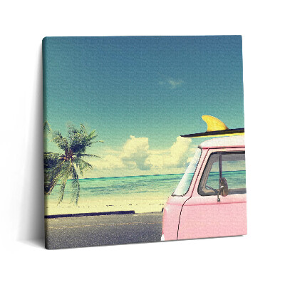 Vászonkép 60x60 Autó szörfdeszkával