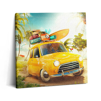 Vászonkép 60x60 Autó szörfdeszkával