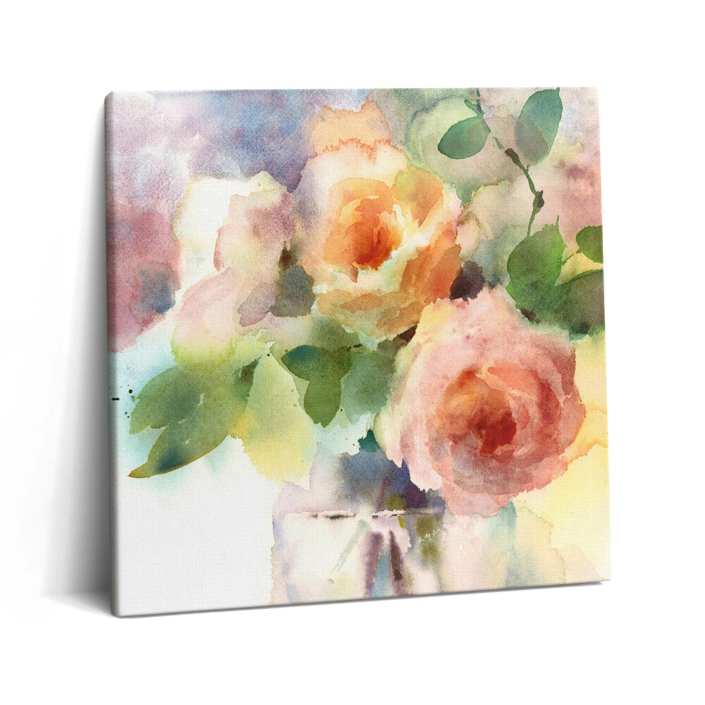 Vászonkép 60x60 Akvarell rózsák vázában