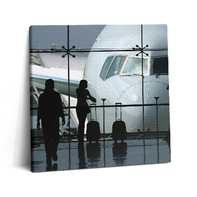Vászonkép 60x60 Repülőgépre várakozó utasok