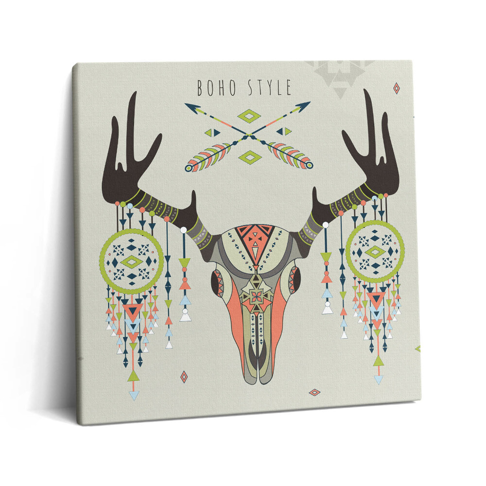 Vászonkép 60x60 Szarvas koponya és álomfogó