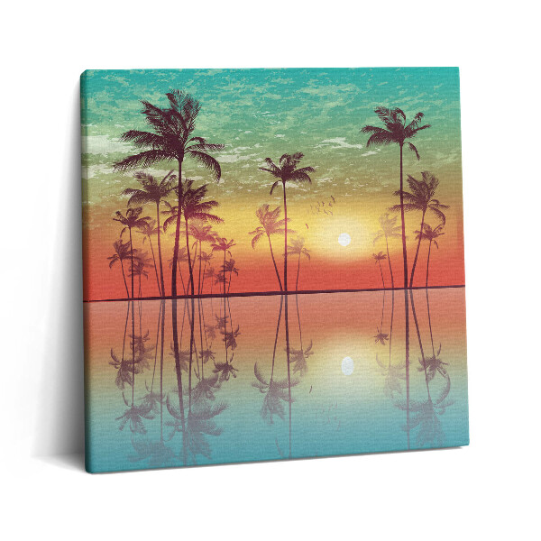 Vászonkép 60x60 Trópusi pálmafák naplementében