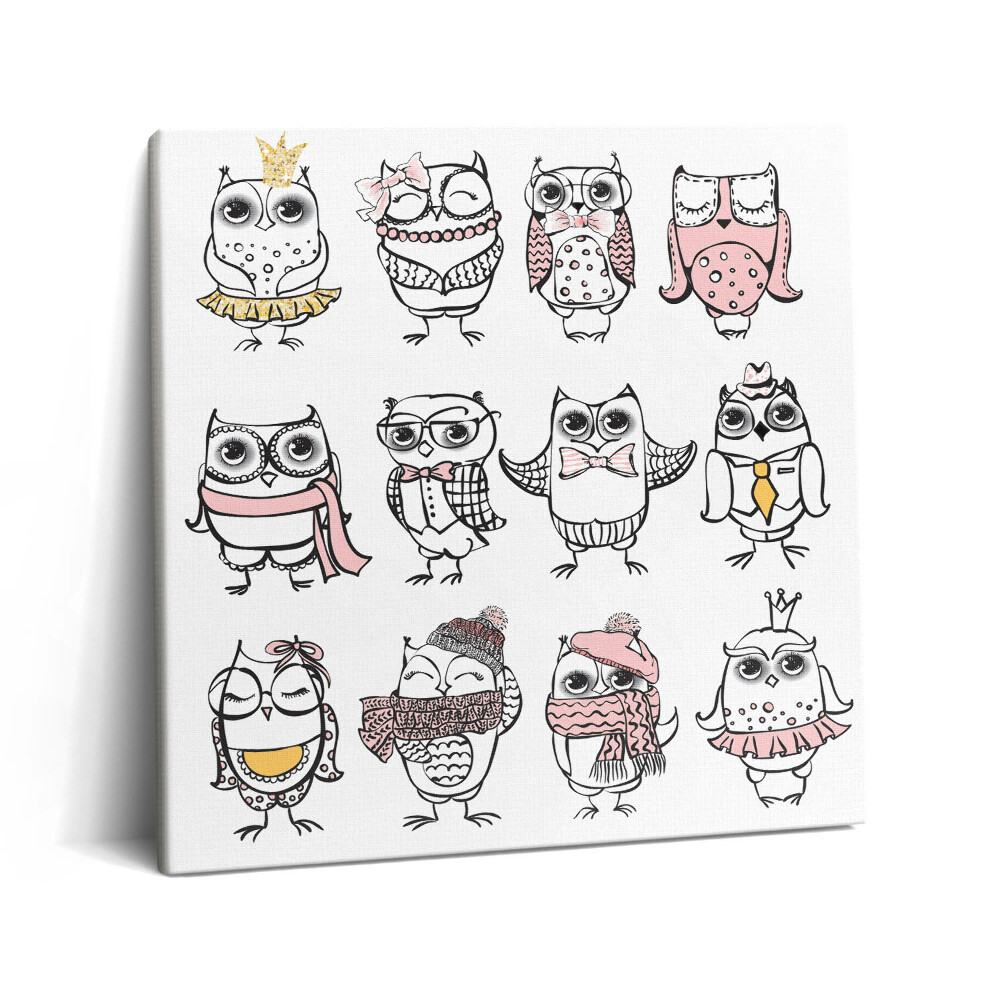 Vászonkép 60x60 Vintage poszter baglyokkal