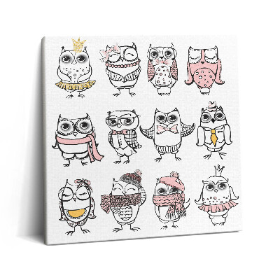 Vászonkép 60x60 Vintage poszter baglyokkal