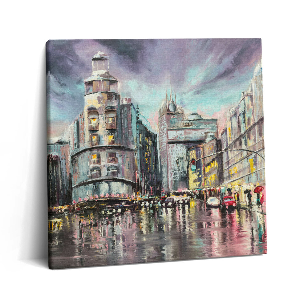 Vászonkép 60x60 Esős város - séta az esőben