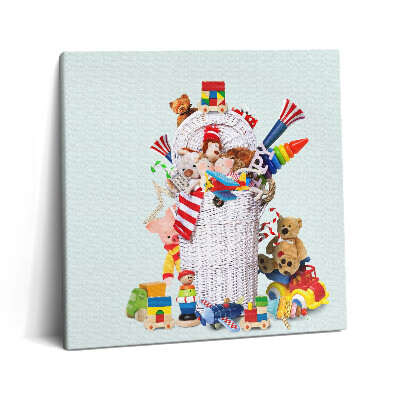 Vászonkép 60x60 Fonott kosár játékokkal