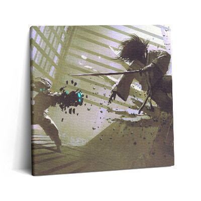 Vászonkép 60x60 Harc szamuráj robotokkal