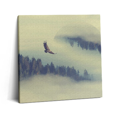 Vászonkép 60x60 Ködös erdő és egy sas