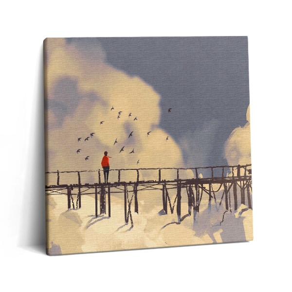 Vászonkép 60x60 Ember egy régi hídon